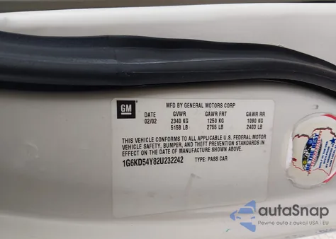 2002 Cadillac Deville Standard z USA, uszkodzony, nr VIN 1G6KD54Y82U232242